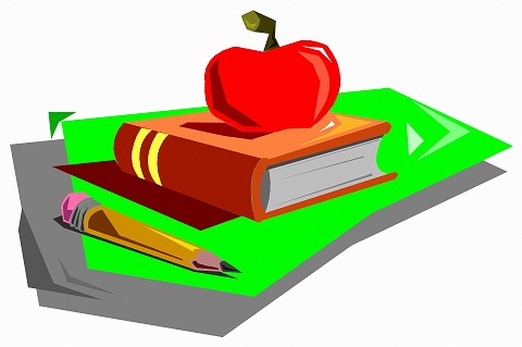 cartoon apple on a book