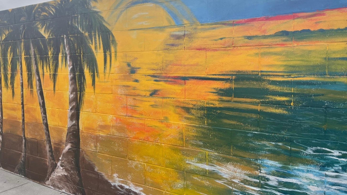 palm tree and sunset painting