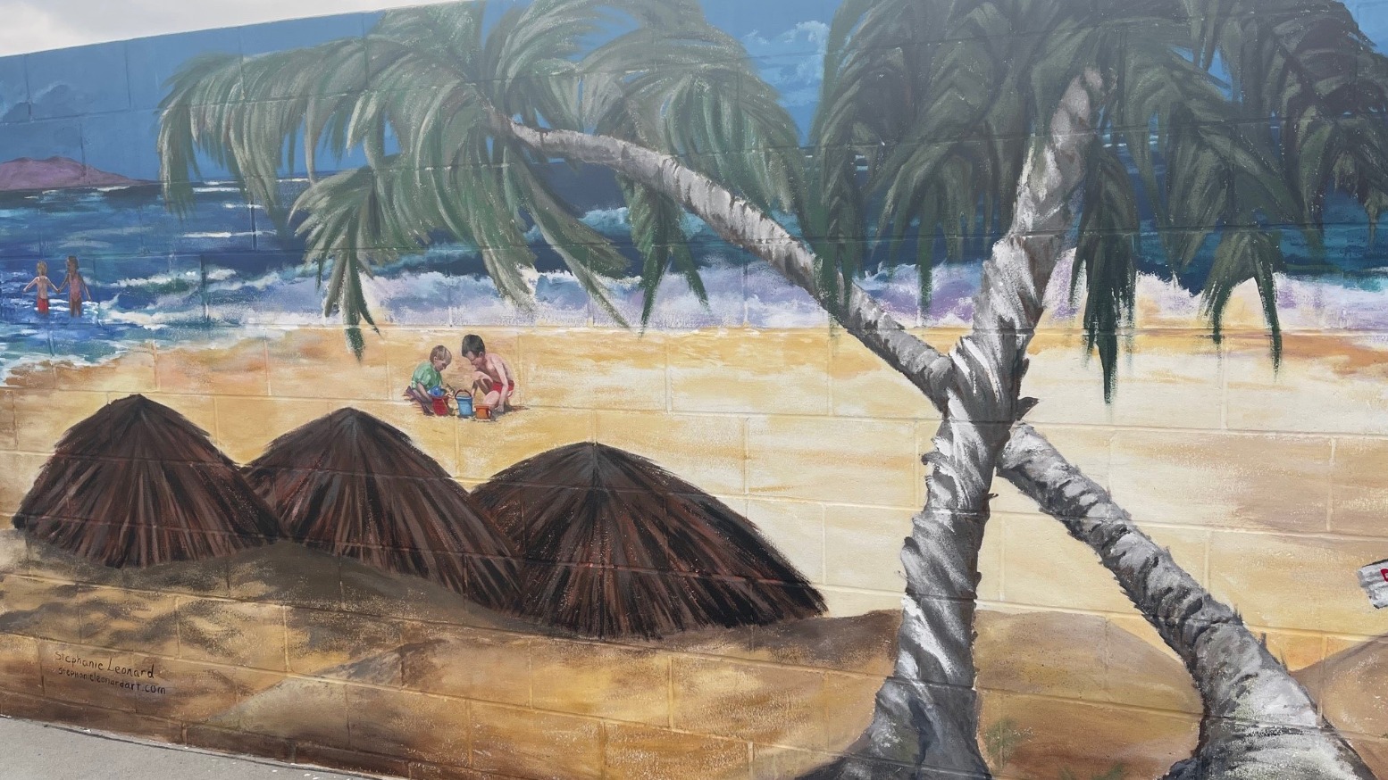 palm tree painting with sand